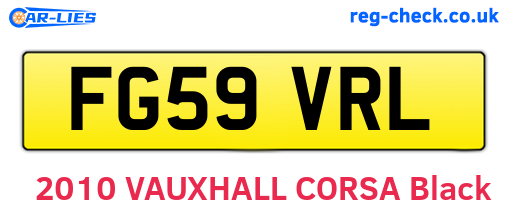 FG59VRL are the vehicle registration plates.