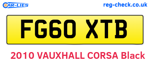 FG60XTB are the vehicle registration plates.