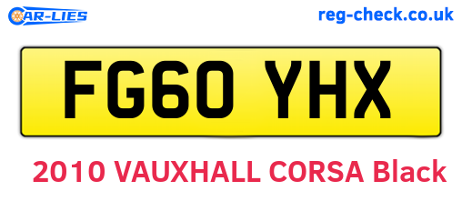 FG60YHX are the vehicle registration plates.