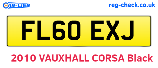 FL60EXJ are the vehicle registration plates.