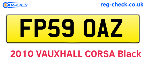 FP59OAZ are the vehicle registration plates.