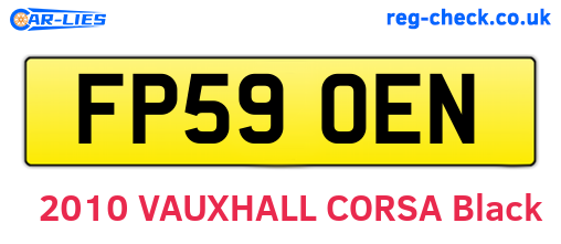 FP59OEN are the vehicle registration plates.
