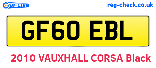 GF60EBL are the vehicle registration plates.