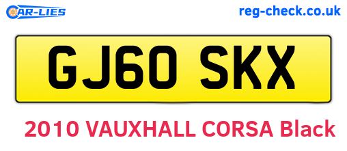 GJ60SKX are the vehicle registration plates.