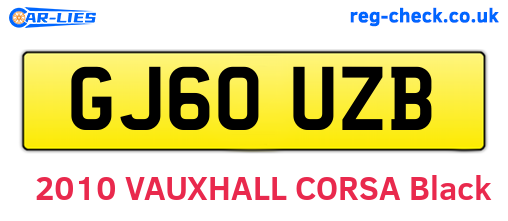 GJ60UZB are the vehicle registration plates.