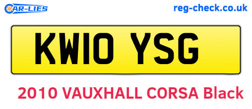 KW10YSG are the vehicle registration plates.