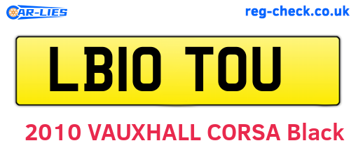 LB10TOU are the vehicle registration plates.