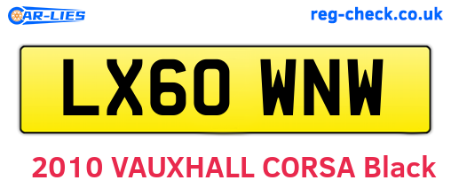 LX60WNW are the vehicle registration plates.