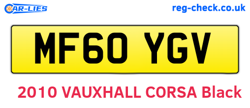 MF60YGV are the vehicle registration plates.