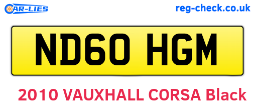 ND60HGM are the vehicle registration plates.