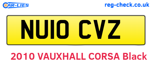 NU10CVZ are the vehicle registration plates.