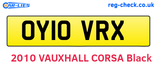 OY10VRX are the vehicle registration plates.