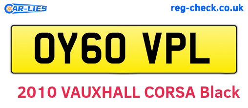 OY60VPL are the vehicle registration plates.