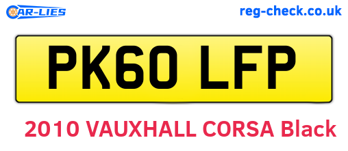 PK60LFP are the vehicle registration plates.