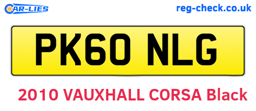 PK60NLG are the vehicle registration plates.