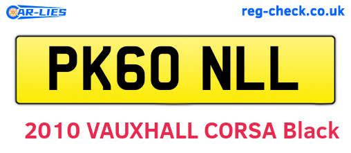 PK60NLL are the vehicle registration plates.