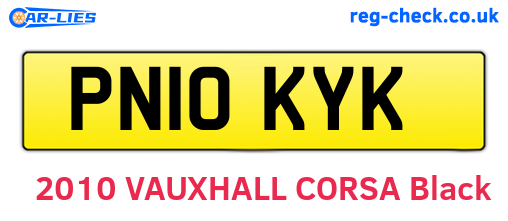 PN10KYK are the vehicle registration plates.