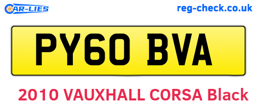 PY60BVA are the vehicle registration plates.