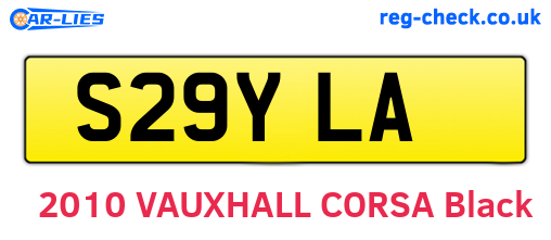 S29YLA are the vehicle registration plates.