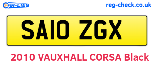 SA10ZGX are the vehicle registration plates.