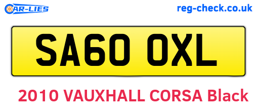 SA60OXL are the vehicle registration plates.