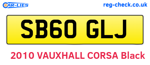 SB60GLJ are the vehicle registration plates.