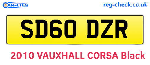 SD60DZR are the vehicle registration plates.