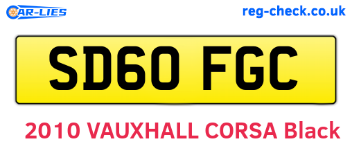 SD60FGC are the vehicle registration plates.
