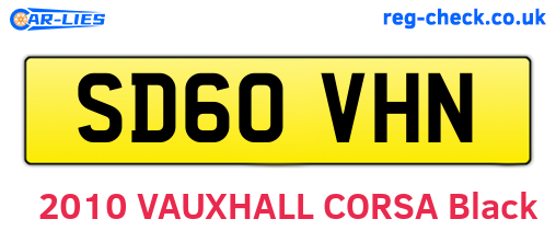 SD60VHN are the vehicle registration plates.