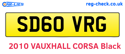 SD60VRG are the vehicle registration plates.