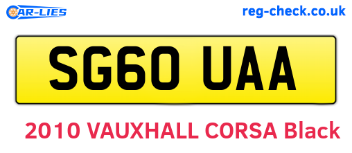 SG60UAA are the vehicle registration plates.