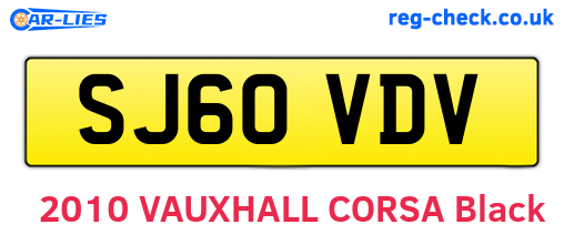 SJ60VDV are the vehicle registration plates.