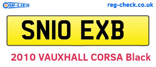 SN10EXB are the vehicle registration plates.