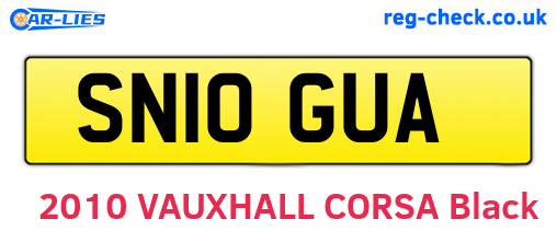 SN10GUA are the vehicle registration plates.