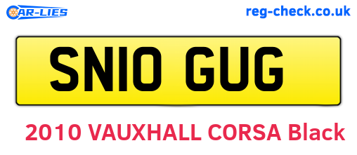 SN10GUG are the vehicle registration plates.
