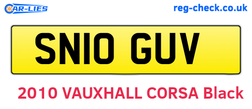 SN10GUV are the vehicle registration plates.