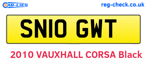 SN10GWT are the vehicle registration plates.