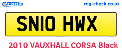 SN10HWX are the vehicle registration plates.
