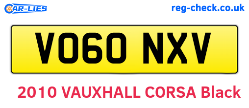 VO60NXV are the vehicle registration plates.