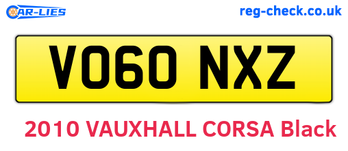 VO60NXZ are the vehicle registration plates.