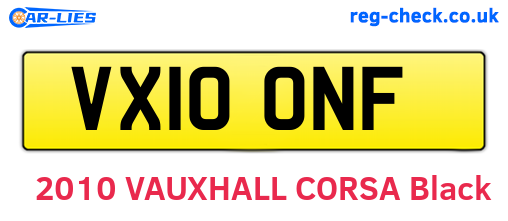 VX10ONF are the vehicle registration plates.