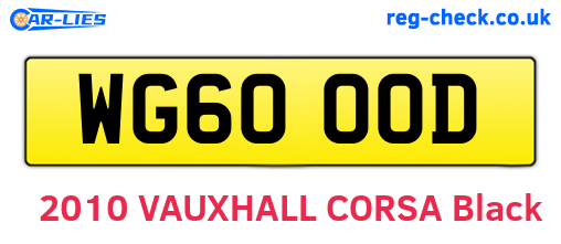 WG60OOD are the vehicle registration plates.