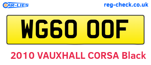 WG60OOF are the vehicle registration plates.