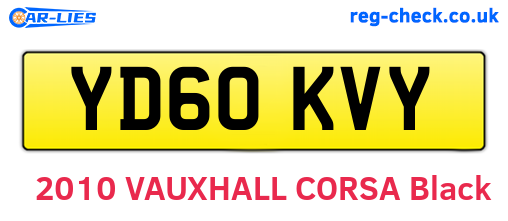 YD60KVY are the vehicle registration plates.