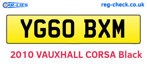 YG60BXM are the vehicle registration plates.