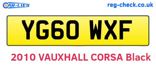 YG60WXF are the vehicle registration plates.