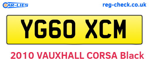 YG60XCM are the vehicle registration plates.