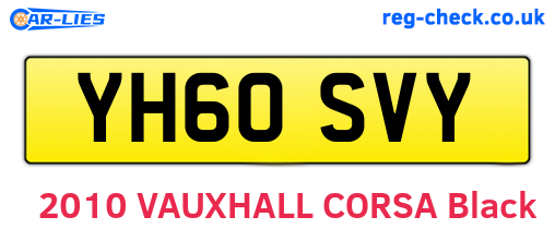 YH60SVY are the vehicle registration plates.