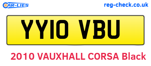 YY10VBU are the vehicle registration plates.