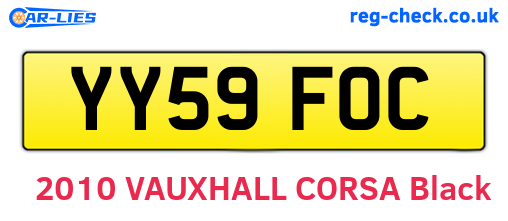 YY59FOC are the vehicle registration plates.